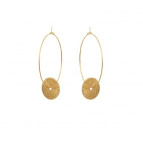 Joobee : Boucles d'oreilles créoles pendentif disque Orsay de 4 Crosses portées