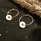 Joobee : boucles d'oreilles mini créoles médaille porcelaine Barbotine de Sissi 100Fils