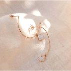 Joobee : Boucles d'oreilles créoles demi lunes Opale par Gisel b.