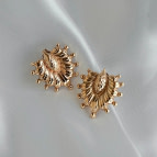 Boucles d'oreilles puces plaqué or Palmettes de Un de Ces Quatre