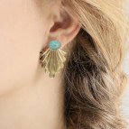 Joobee : Boucles d'oreilles amazonite Telline de Aurélie Joliff portées