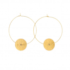 Joobee : Boucles d'oreilles créoles pendentif disque Orsay de 4 Crosses portées