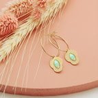 Joobee : Boucles d'oreilles créoles pendentif amazonite Honolulu de Aurélie Joliff