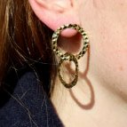Joobee : Boucles d'oreilles créoles doubles or martelé Nora de Elis Paris