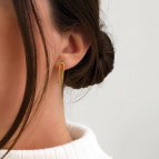 Joobee : boucles d'oreilles puces dorées Eternity de Helles portées