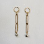 Joobee : Boucles d'oreilles pendantes Gaby pyrite de Maison Clairon