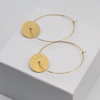 Joobee : Boucles d'oreilles créoles pendentif disque Orsay de 4 Crosses