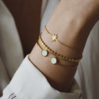 Joobee : bracelet jonc ouvert Pastilles de Léone porté