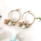 Joobee : Boucles d'oreilles mini créoles amazonite Donna