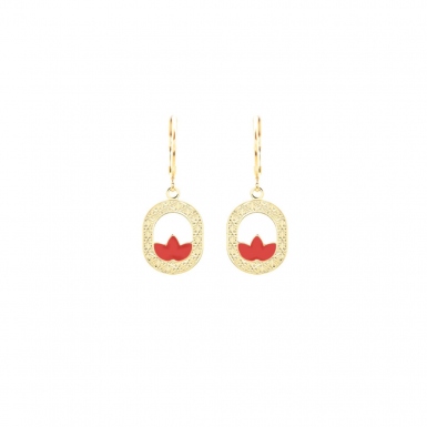 Joobee : boucles d'oreilles pendantes émail corail Madison de Aurélie Joliff