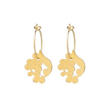 Joobee : Boucles d'oreilles mini créoles pompon Mimosa de Jour de Mistral