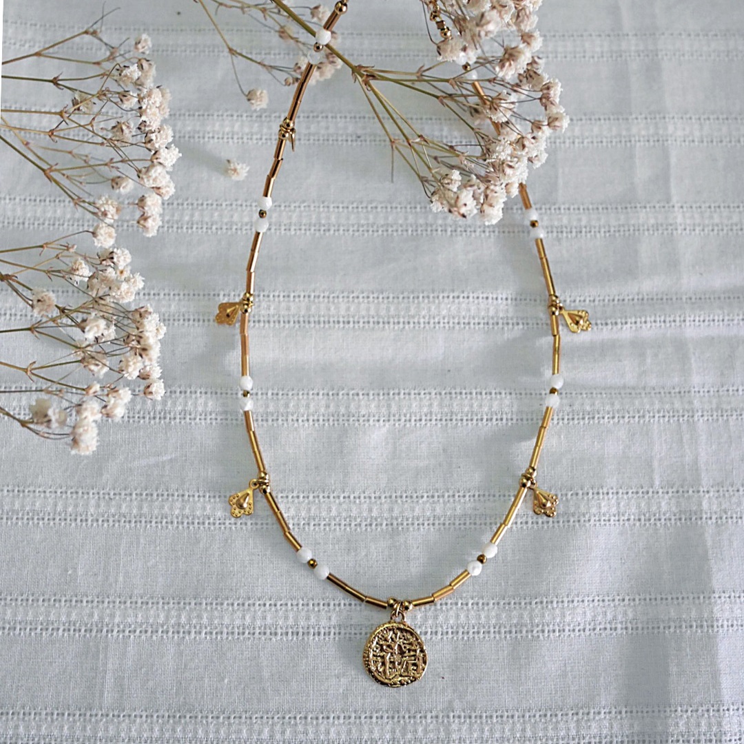 Collier médaille nacre Fès